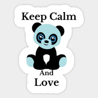 keep calm and love blue panda illustration design Sticker